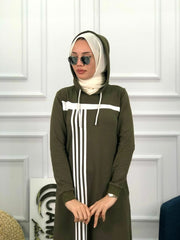 Sporty Olive Green Abaya